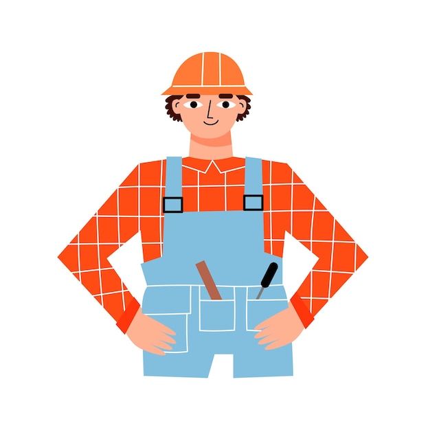 Mbti concept. Virtuoso character. Male builder. Flat vector illustration