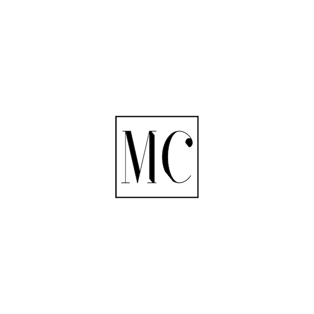 Vettore mc monogramma logo design lettera testo nome simbolo logotipo monocromatico carattere alfabetico logo semplice