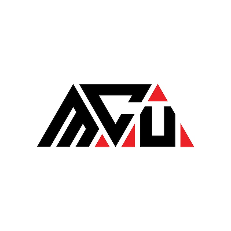 Vector mcu triangle letter logo design with triangle shape mcu triangle logo design monogram mcu triangle vector logo template with red color mcu triangular logo simple elegant and luxurious logo mcu