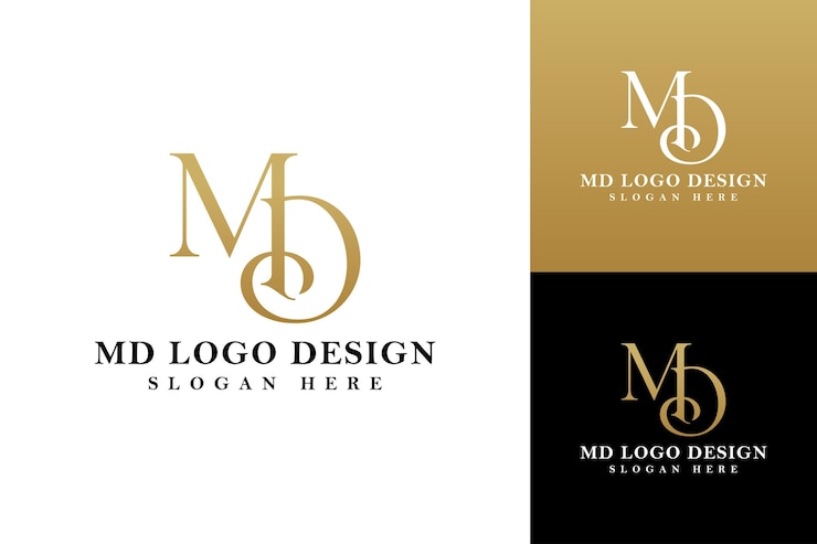 Vector md luxury 초기 로고 디자인 템플릿