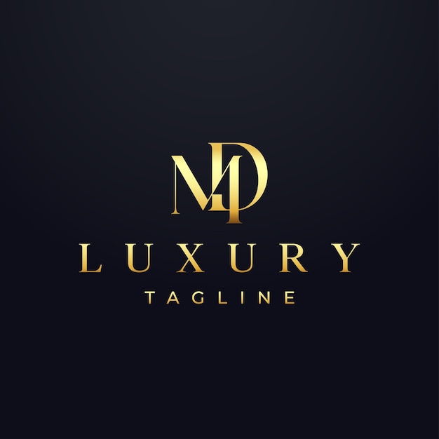 MD Modern creative unique elegant minimal with gold colour MD initial based letter icon logo