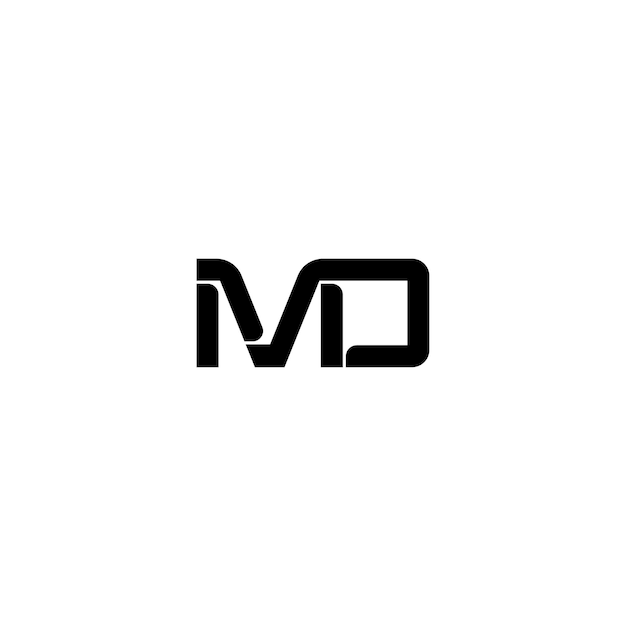 MD монограмма дизайн логотипа буква текст имя символ монохромный логотип алфавит персонаж простой логотип