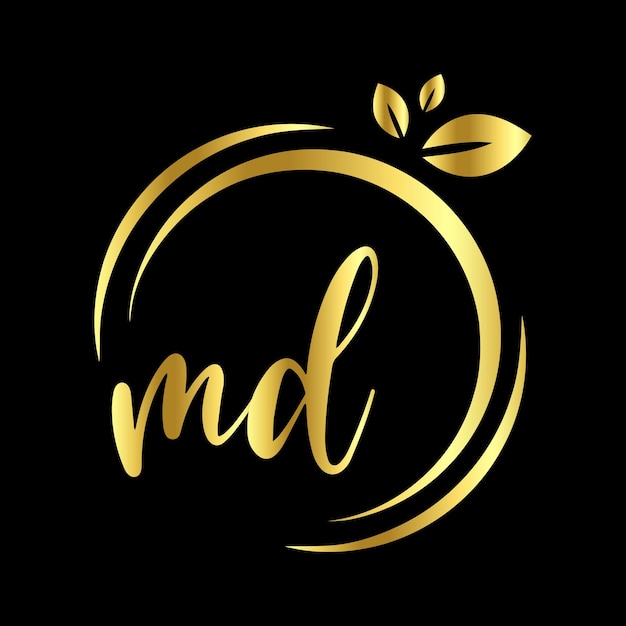 MD Monograms Circle handwriting logo template vector