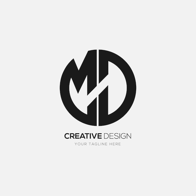 Md of Dm cirkelvorm creatief monogram logo