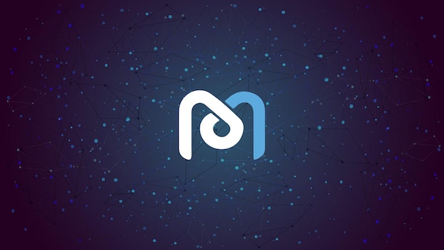 Simbolo token mdex mdx del tema criptovaluta progetto defi su sfondo poligonale blu icona logo moneta criptovaluta programmi di finanza decentralizzata illustrazione vettoriale