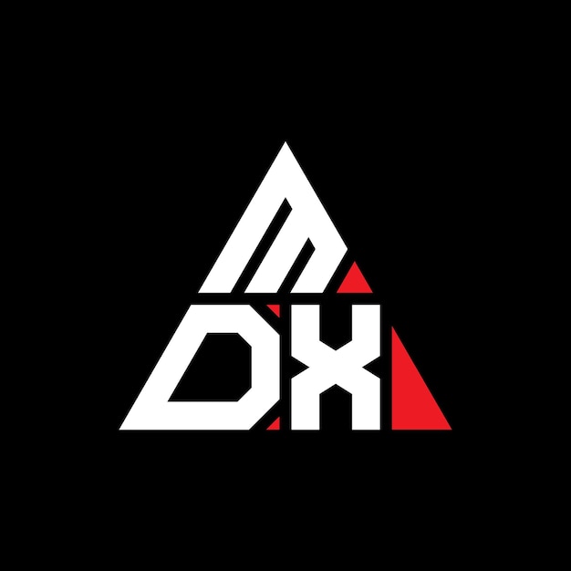 Vettore mdx triangolo lettera logo design con forma di triangolo mdx logo triangolo design monogramma mdx triungolo vettoriale modello di logo con colore rosso logo triangolare mdx semplice elegante e lussuoso logo