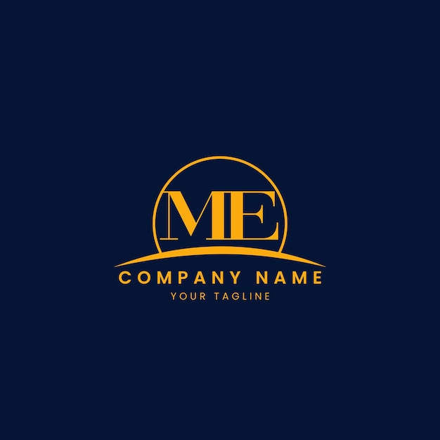 me minimalist corporate logo with initials and arc design