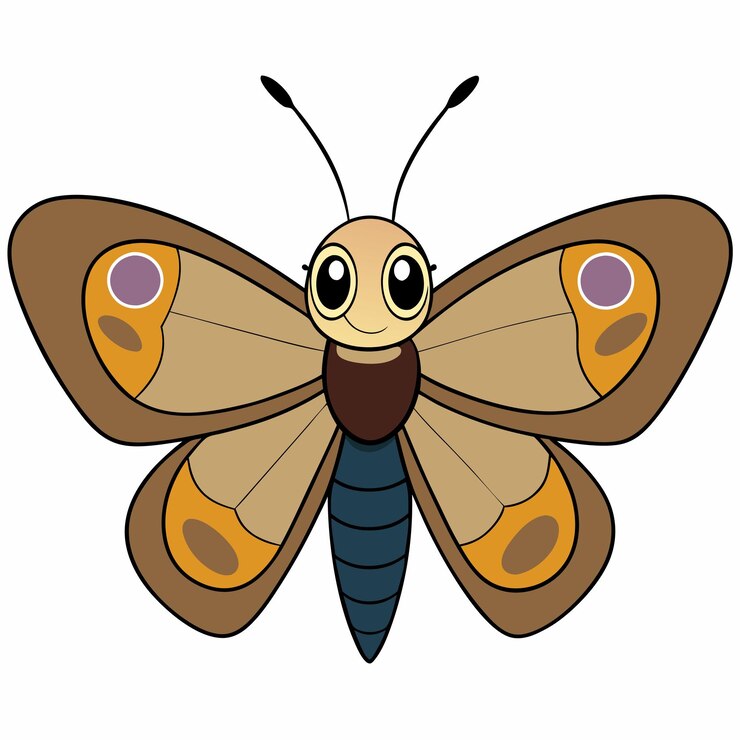 Vector meadow brown butterfly vector illustrations on a white background