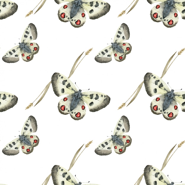 Meadow butterfly seamless pattern