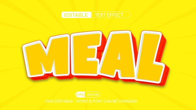 Meal Editable Text Effect Vector 3d style