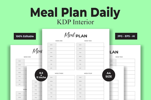 Vector meal plan kdp interior - kdp interior bundle designs