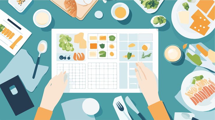 Vector meal planner interior design template for low content kdp organize weekly meal plans efficiently