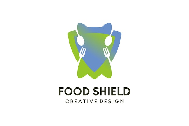 Еда щит векторные иллюстрации дизайн логотипа еда логотип со щитом