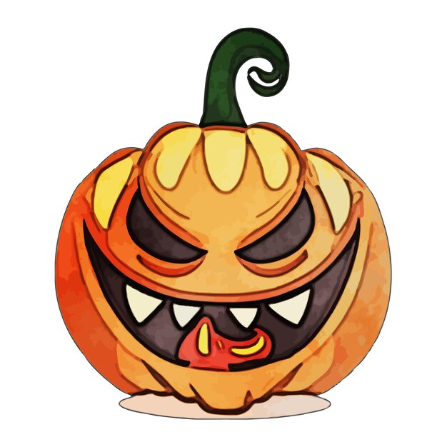 Vector mean pumpkin watercolor vector illustration