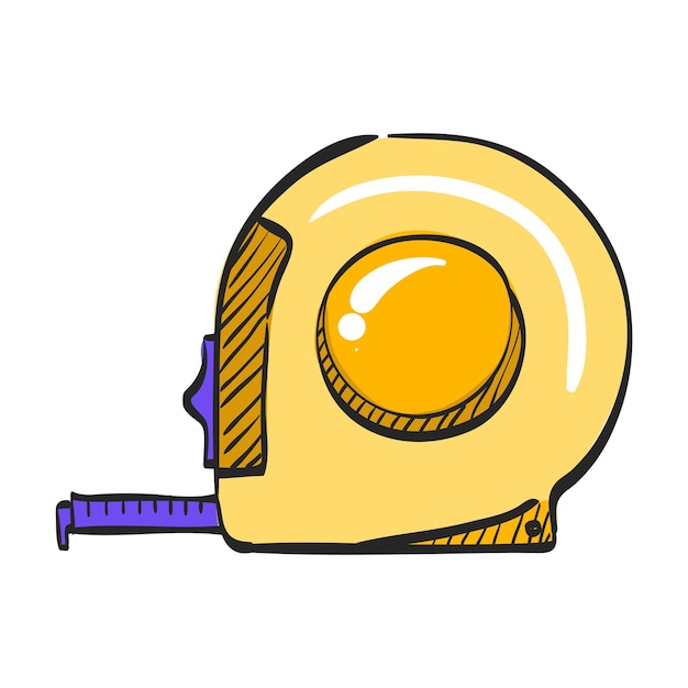 Measure tape icon in hand drawn color vector illustration