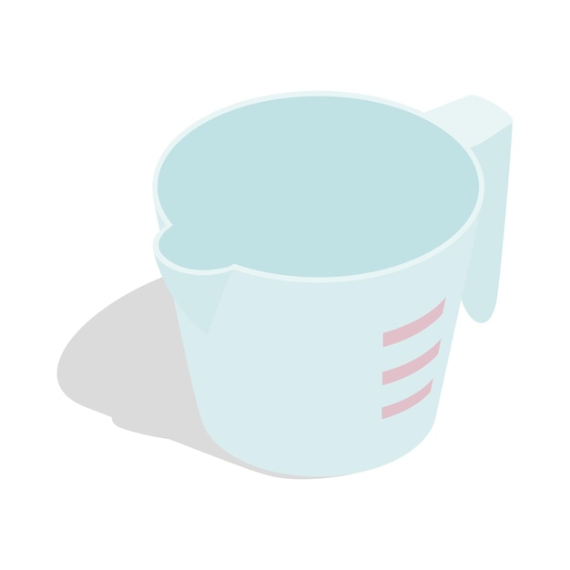 Вектор Значок мерной чашки в изометрическом 3d стиле, выделенный на белом фоне символ инструментов для выпечки
