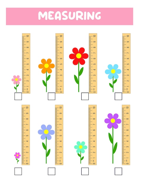 Vector measuring length with ruler education developing worksheet game for kidsvector illustration practice sheetsbrush measurement in centimeters