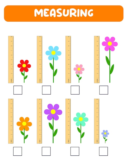 Vector measuring length with ruler education developing worksheet game for kidsvector illustration practice sheetsbrush measurement in inches