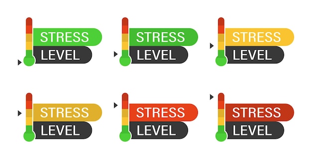 ストレスレベルの測定 さまざまな指標を持つアイコンのセット