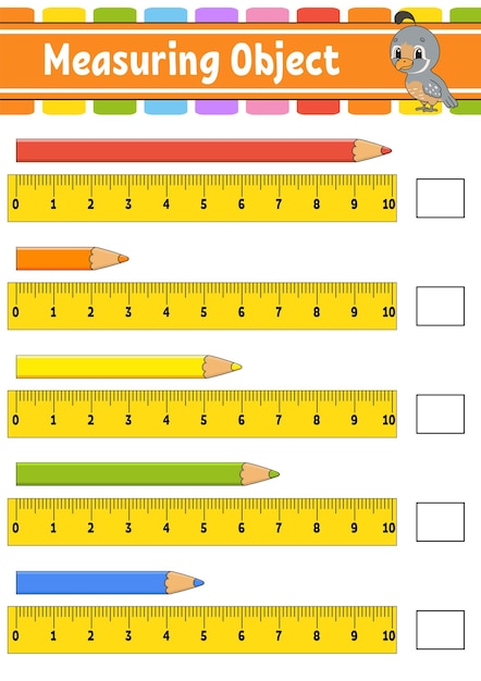 Measuring object with ruler Education developing worksheet Game for kids