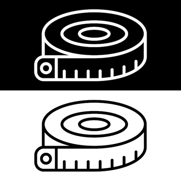 측정 테이프 아이콘 검은색과  ⁇ 색 버전 디자인 템플릿