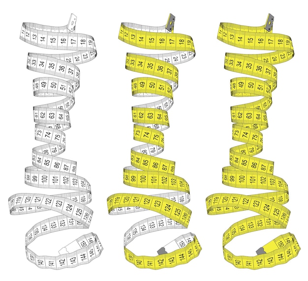 Vector measuring tape in white and yellow colours theme for the studio dressmaking diet abstract design