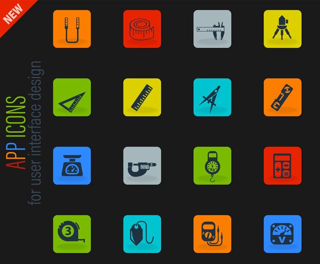 Vector measuring tools icon set