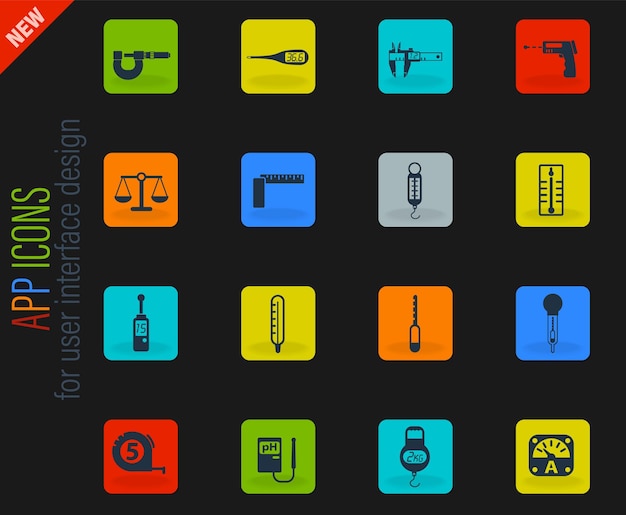 Measuring tools icon set