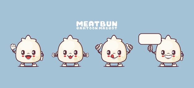 Meat bun cartoon mascot food vector illustration