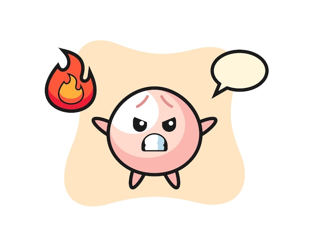 Meat bun character cartoon with angry gesture, cute style design for t shirt, sticker, logo element