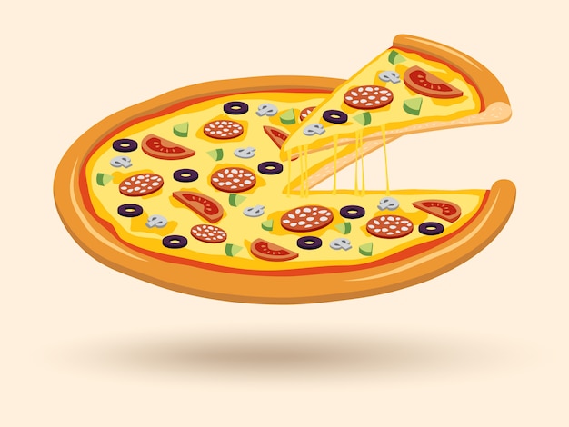 Vector meat cheese pizza symbol