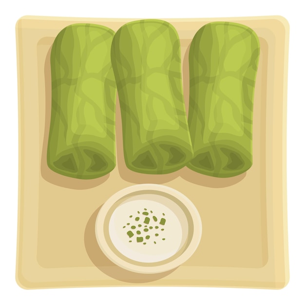 Vector meat dolma icon cartoon vector leaf food cooking diet