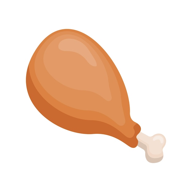 meat food ingredient chicken drumstick cartoon vector isolated illustration