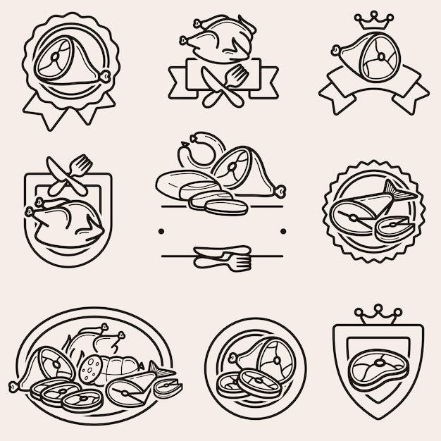 Meat food labels and elements set collection icon meat food vector