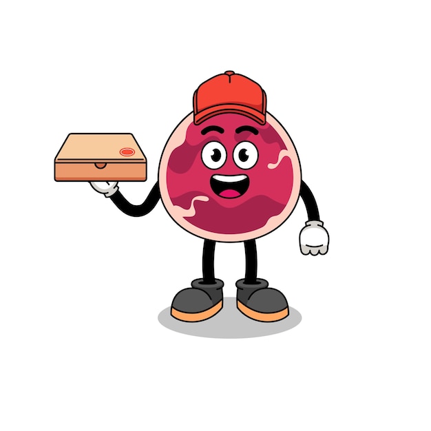 Vector meat illustration as a pizza deliveryman