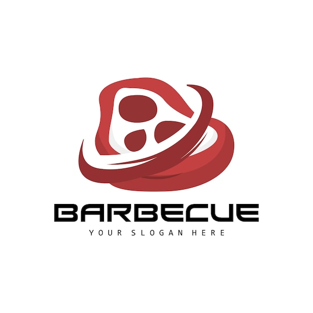 Meat Logo Smoked Beef Vector BBQ Grill Baberque Logo Design And Butcher Cut Illustration Template Icon