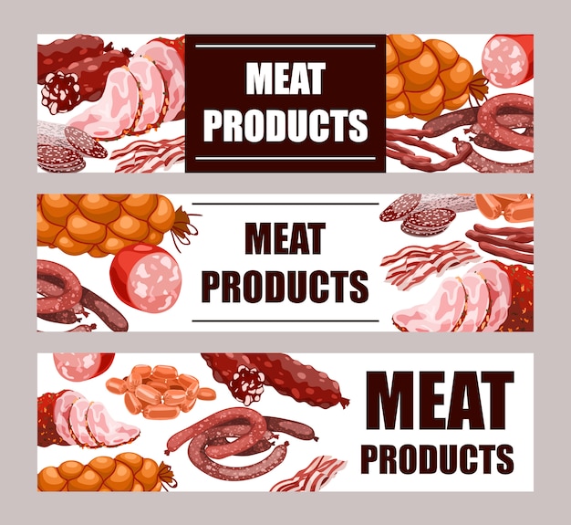 Meat products banner set