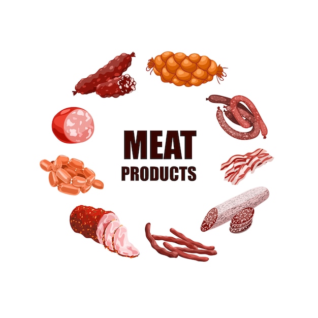 Vector meat products set illustration