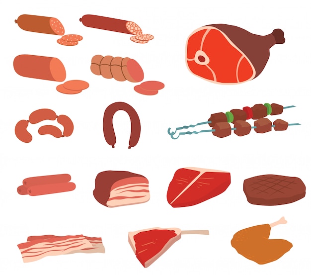 Meat products vector.