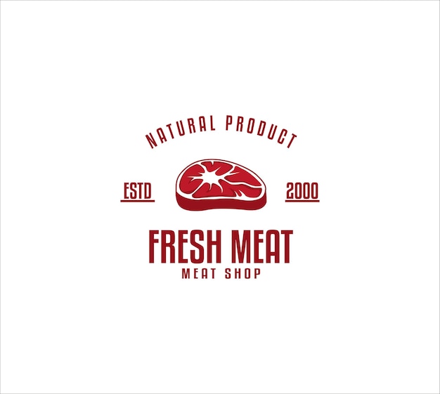 고기 가게 로고 고기 가게 charcuterie 델리 숍을위한 빈티지 복고풍 배지 라벨 로고 디자인