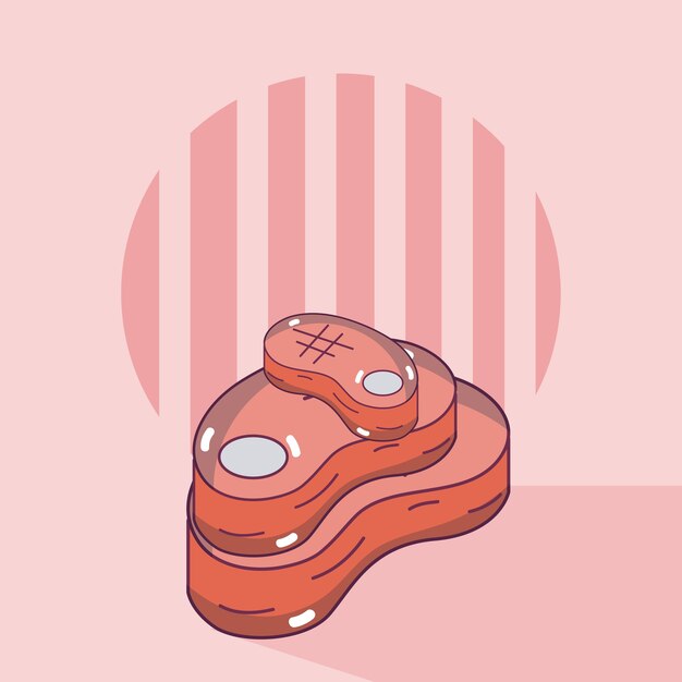 Vector meat steak over colorful background