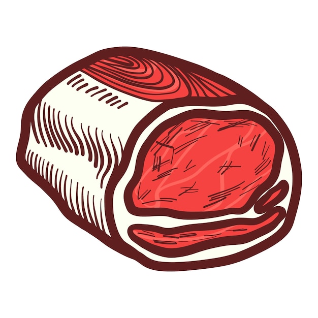 Vettore icona carne di bistecca illustrazione disegnata a mano dell'icona vettore di carne di bistecca per il web design