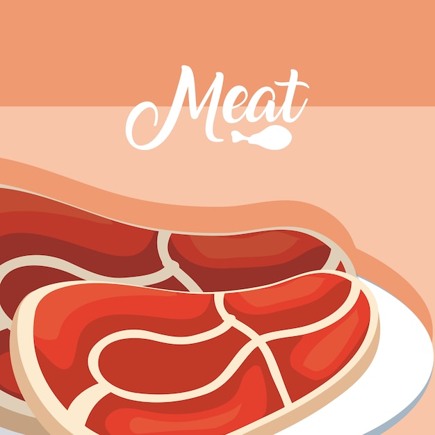 Meat steaks on dish vector illustration graphic design