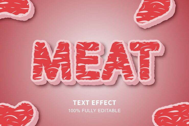 Вектор текстовый эффект стиля мяса, редактируемый текст