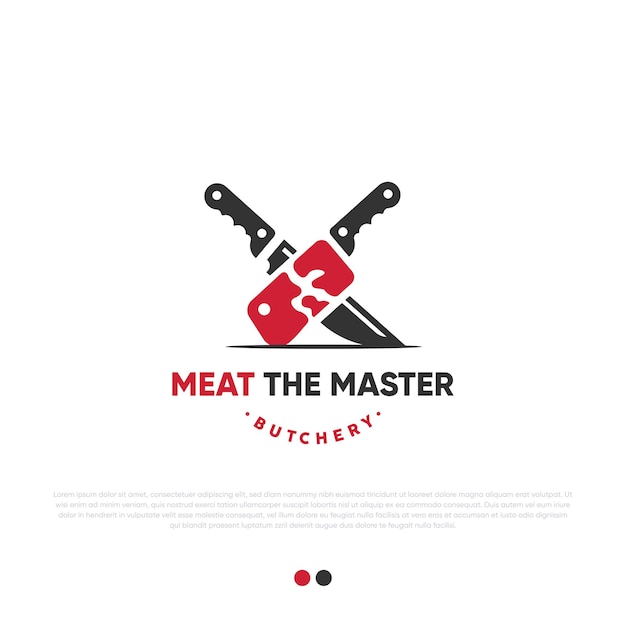 Meat with knife logo design premium vector