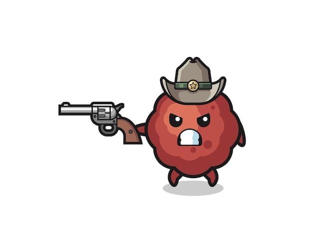 The meatball cowboy shooting with a gun