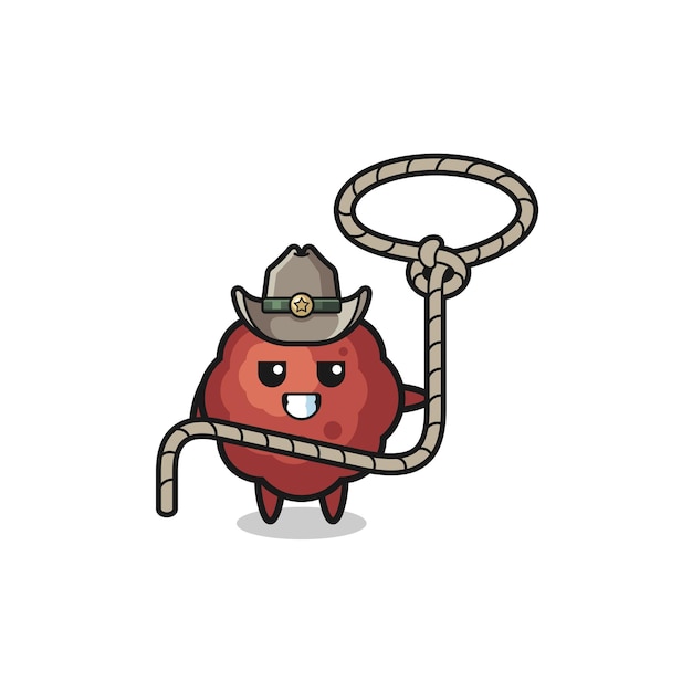 The meatball cowboy with lasso rope