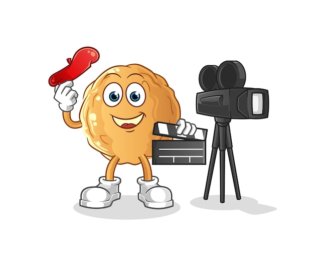 The meatball director mascot. cartoon vector