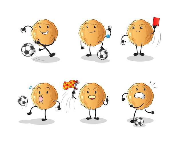 The meatball football group character. cartoon mascot vector