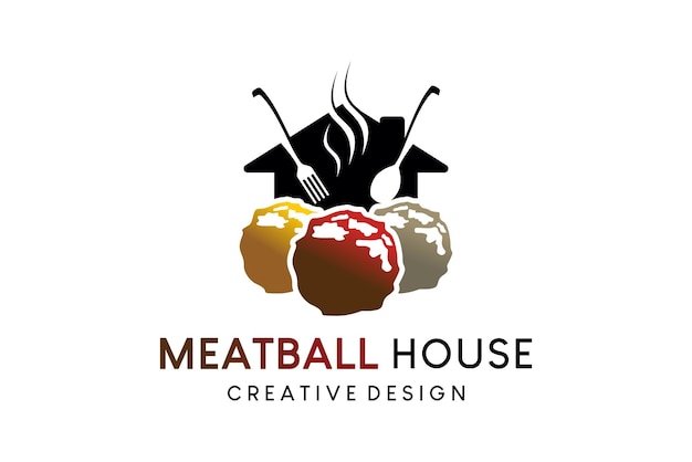 Meatball logo design combination with house icon vector illustration